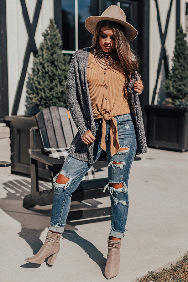 Get It Going Front Tie Tank In Camel-Beginning Fashion