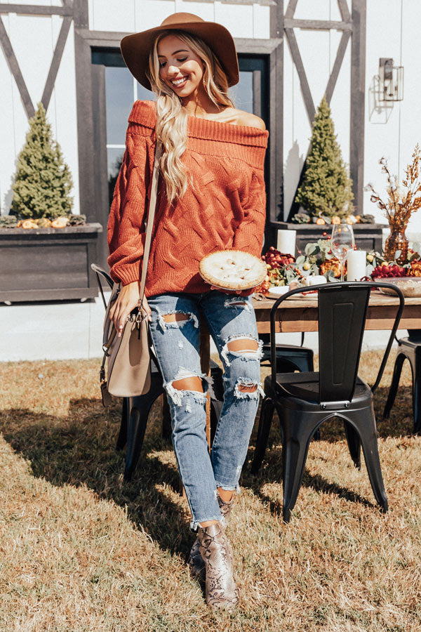 Cool Weather Crush Tunic Sweater in Rust-Beginning Fashion