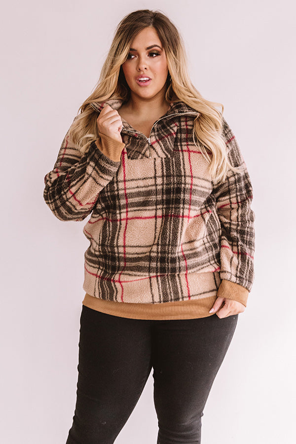 Classic Style Plaid Pullover  Curves-Beginning Fashion