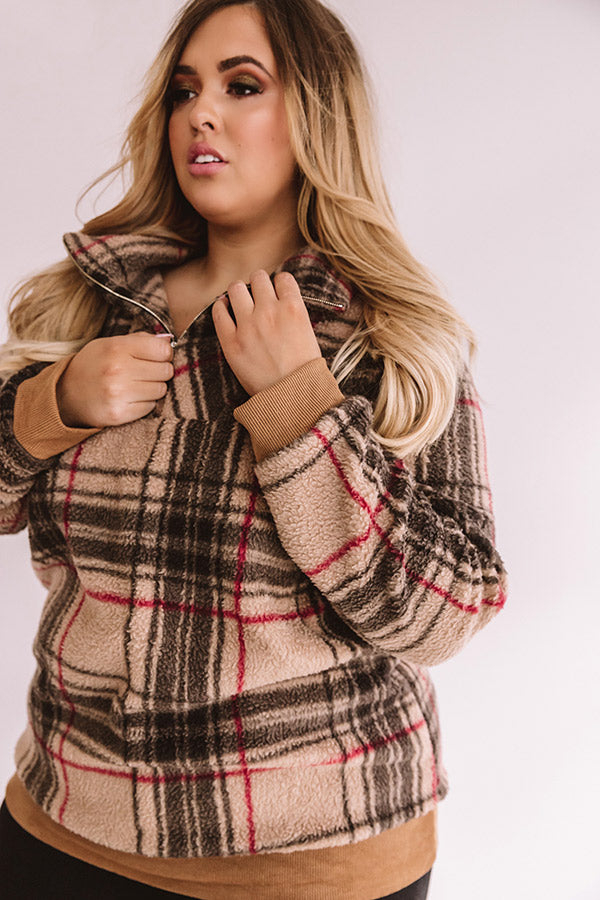 Classic Style Plaid Pullover  Curves-Beginning Fashion