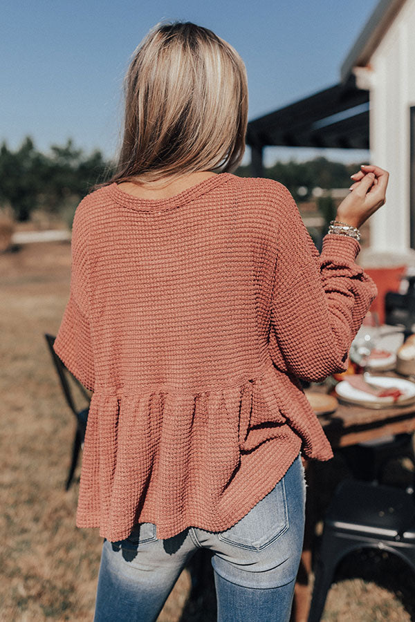 Bring It On Waffle Knit Shift Top In Rustic Rose-Beginning Fashion