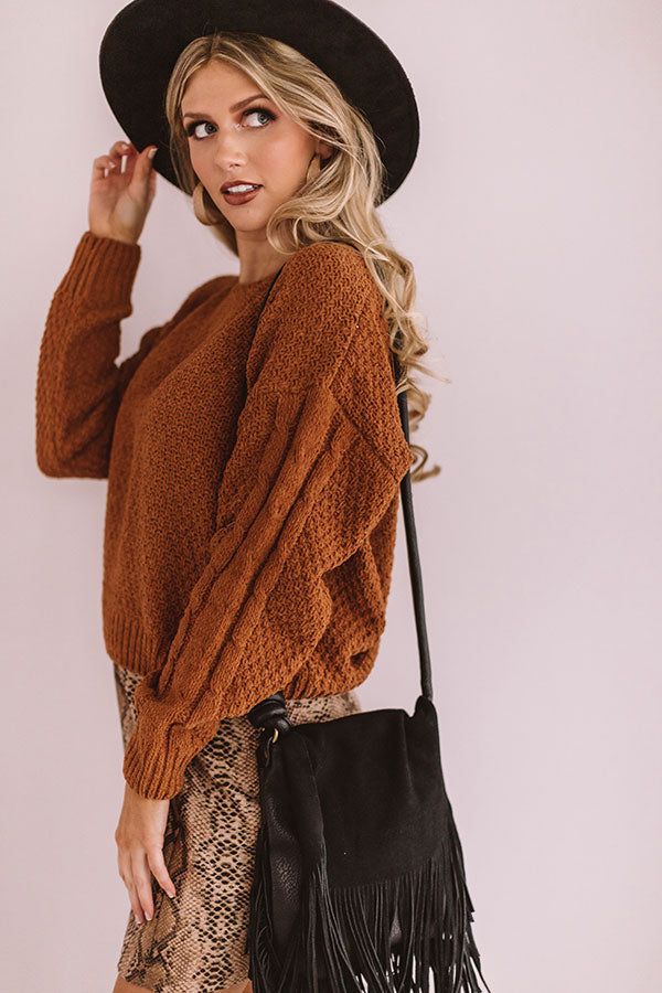 Cocoa Stroll Chenille Sweater In Cinnamon-Beginning Fashion