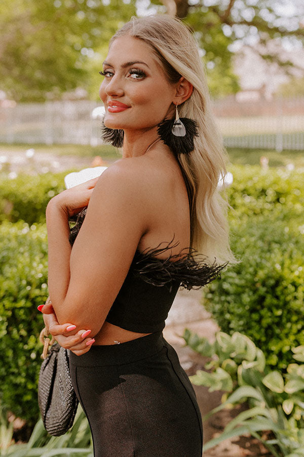 Cocktail Hour Feather Earrings In Black-Beginning Fashion