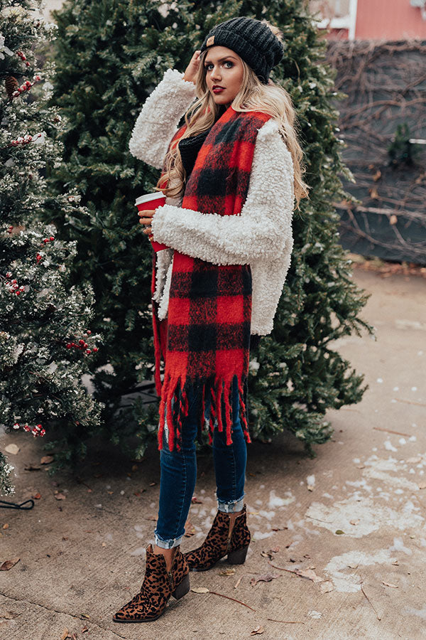 Bliss By The Fire Plaid Scarf In Red-Beginning Fashion