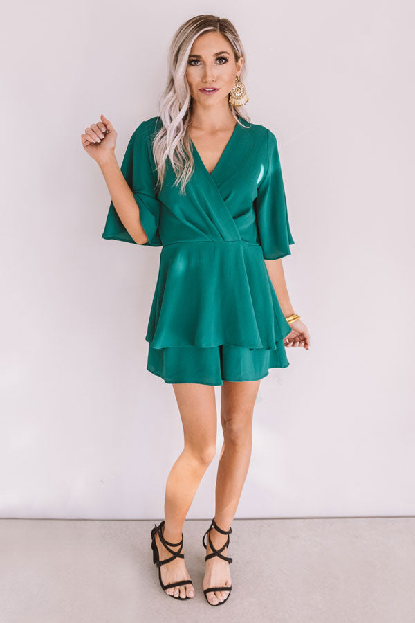 Bubbly Backstage Romper In Hunter Green-Beginning Fashion