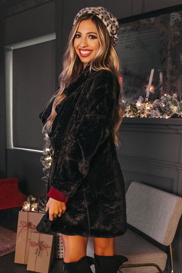 Below Zero Plush Coat In Black-Beginning Fashion