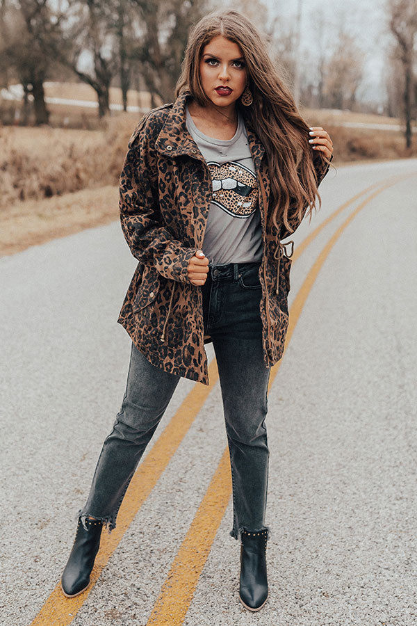 Going All Out Leopard Cargo Jacket-Beginning Fashion