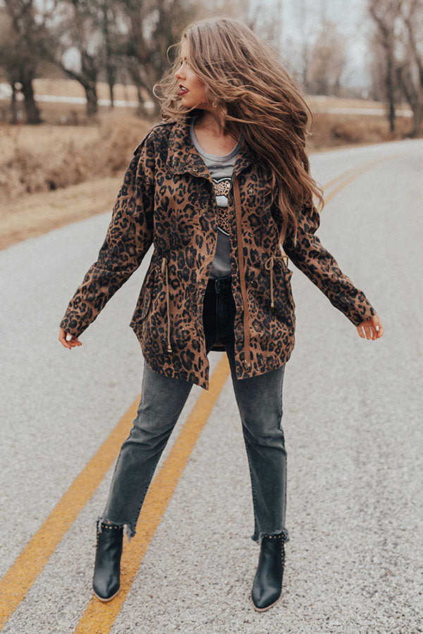 Going All Out Leopard Cargo Jacket-Beginning Fashion
