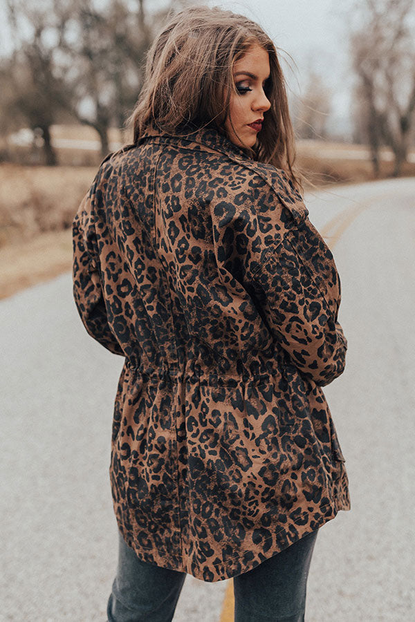 Going All Out Leopard Cargo Jacket-Beginning Fashion