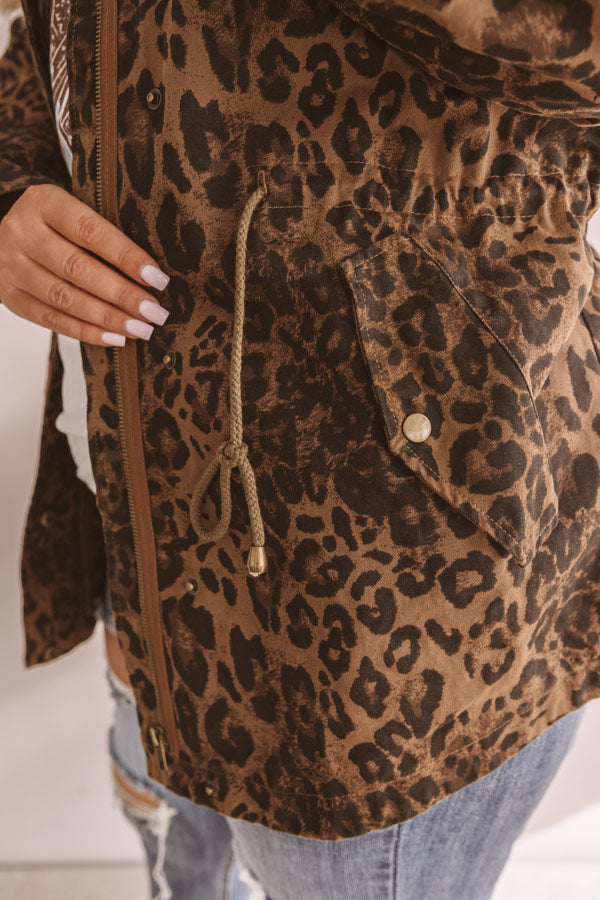 Going All Out Leopard Cargo Jacket Curves-Beginning Fashion
