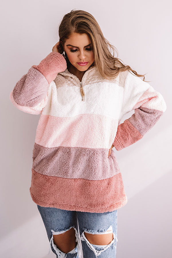 Extended Getaway Colorblock Sherpa Pullover-Beginning Fashion