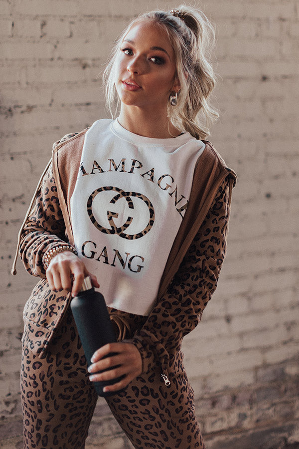 Champagne Gang Crop Sweatshirt-Beginning Fashion