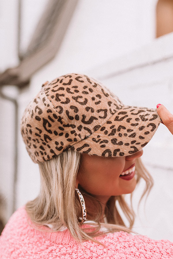 Hey Gorgeous Leopard Baseball Cap In Iced Mocha-Beginning Fashion
