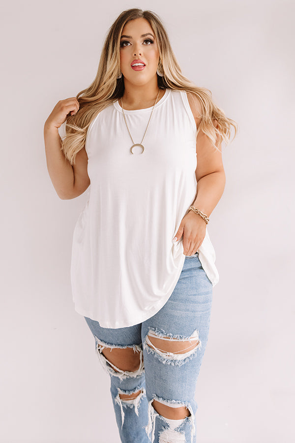 Back To Chat Shift Tank In White  Curves-Beginning Fashion