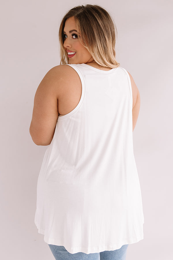 Back To Chat Shift Tank In White  Curves-Beginning Fashion