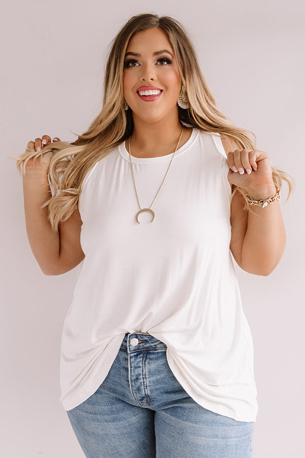Back To Chat Shift Tank In White  Curves-Beginning Fashion