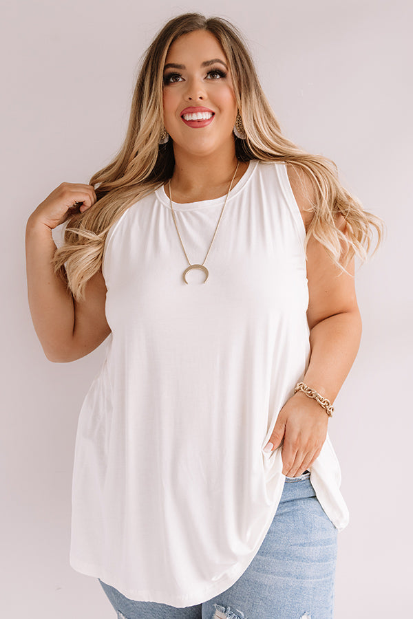 Back To Chat Shift Tank In White  Curves-Beginning Fashion