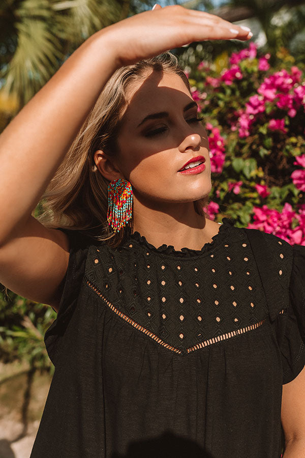 Balcony Views Eyelet Shift Dress in Black-Beginning Fashion