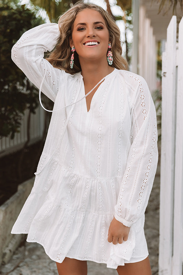 Excited For Paradise Eyelet Dress in White-Beginning Fashion