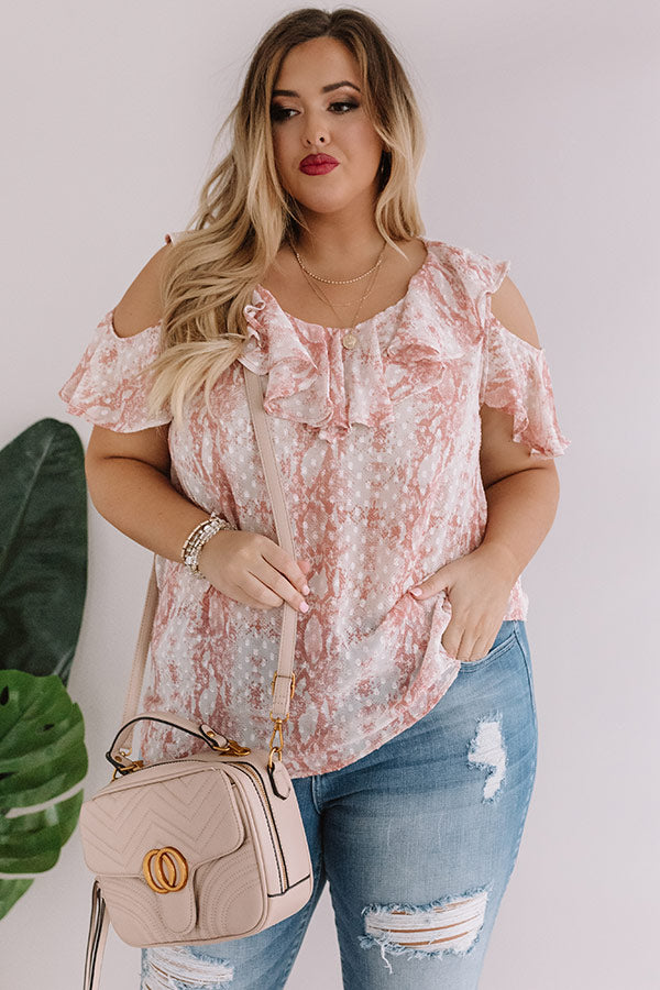 Brunch And Bubbles Snake Print Ruffle Top Curves-Beginning Fashion