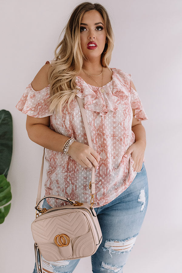 Brunch And Bubbles Snake Print Ruffle Top Curves-Beginning Fashion