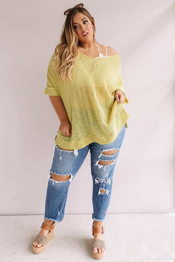 Bali Coast Knit Shift Tunic In Lime Punch Curves-Beginning Fashion