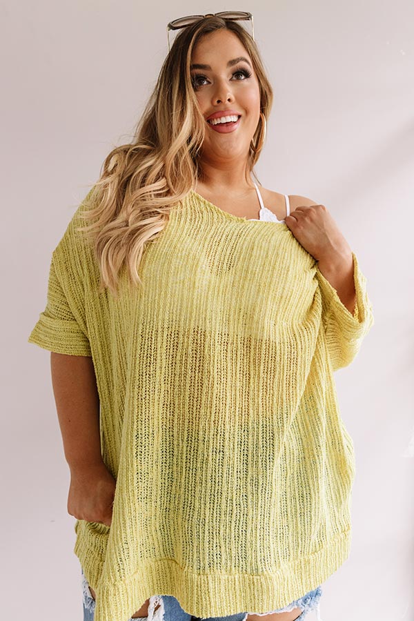 Bali Coast Knit Shift Tunic In Lime Punch Curves-Beginning Fashion