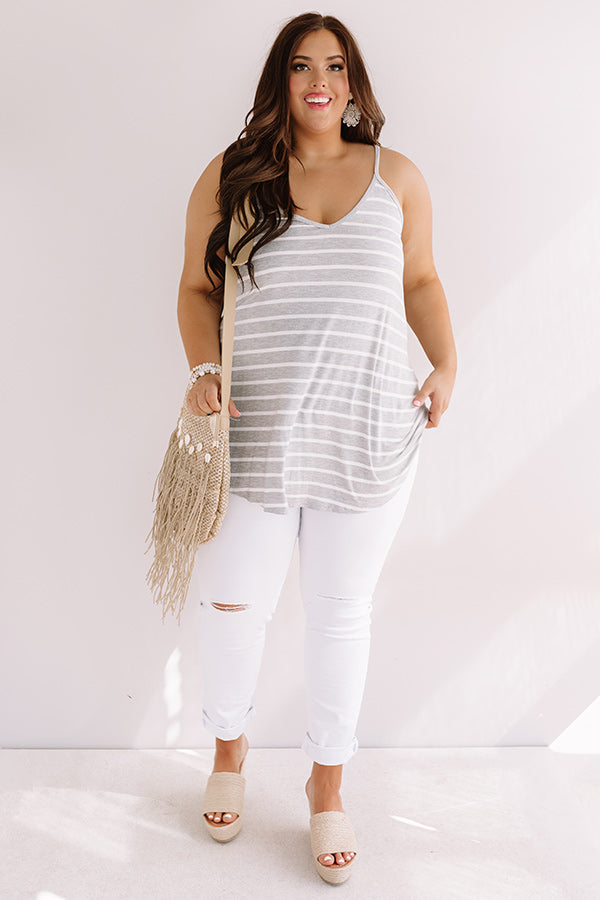 Cali Coast Stripe Shift Tank In Grey Curves-Beginning Fashion