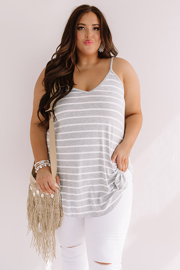 Cali Coast Stripe Shift Tank In Grey Curves-Beginning Fashion