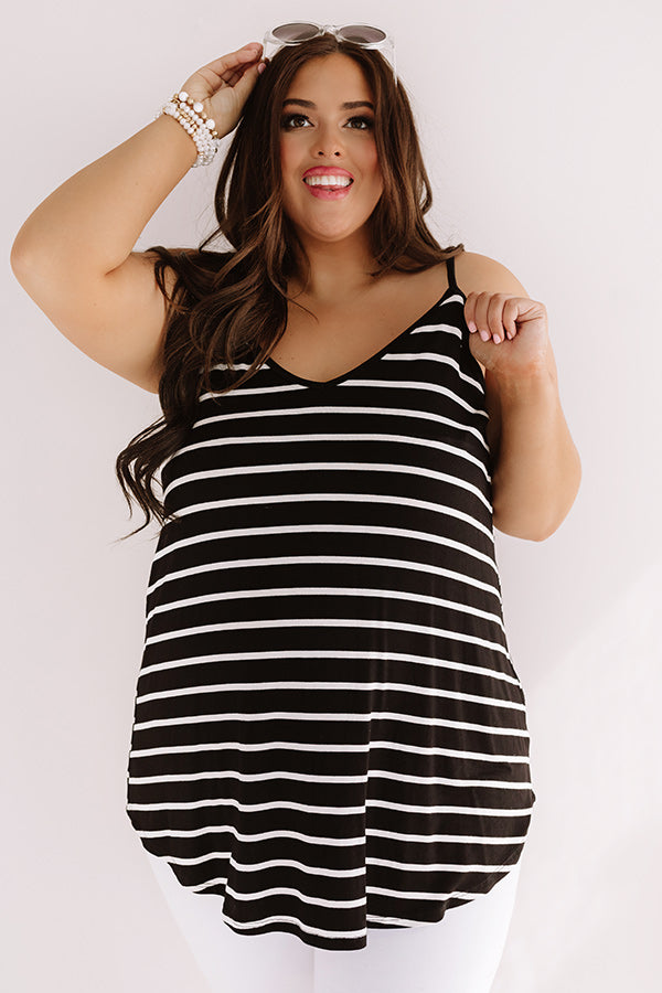 Cali Coast Stripe Shift Tank In Black Curves-Beginning Fashion