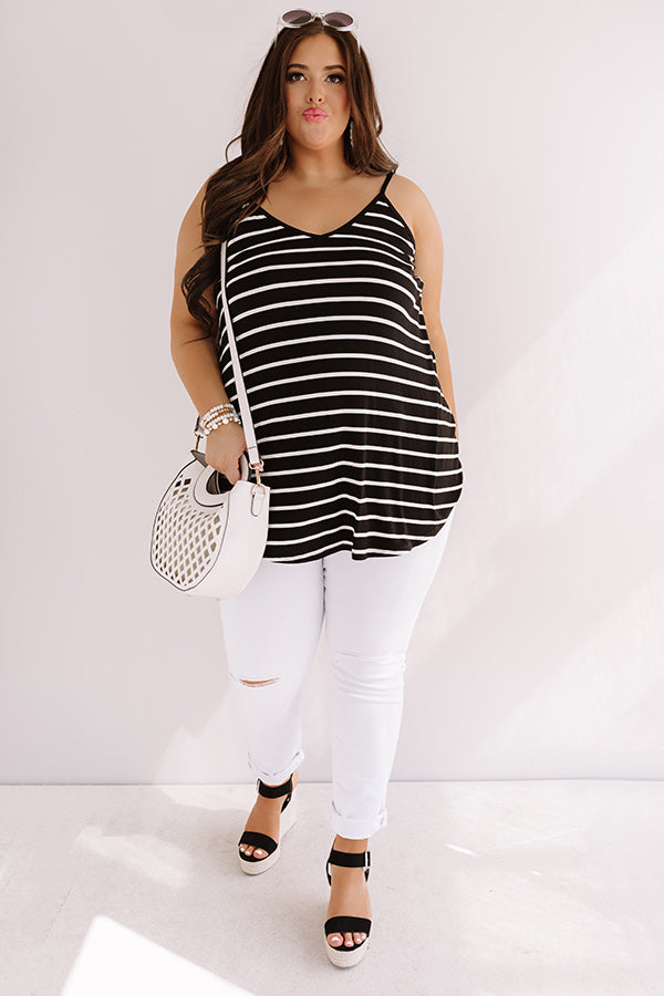 Cali Coast Stripe Shift Tank In Black Curves-Beginning Fashion