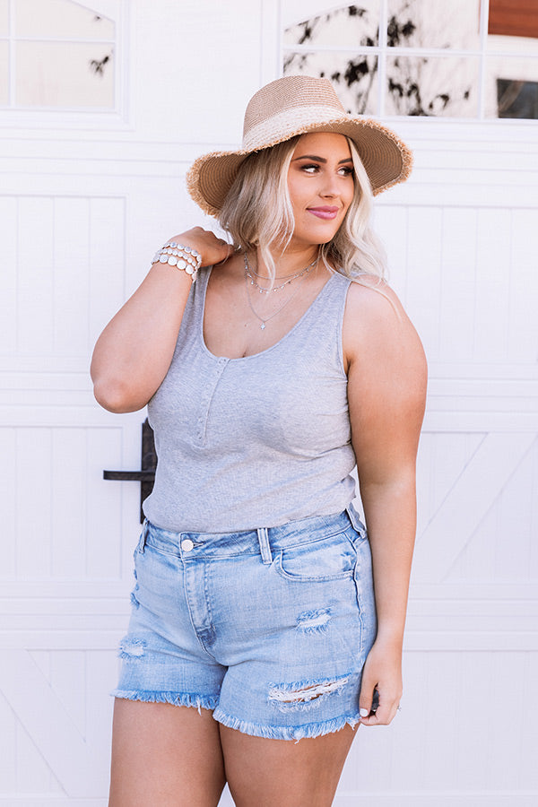 Best Coast Henley Bodysuit In Grey Curves-Beginning Fashion