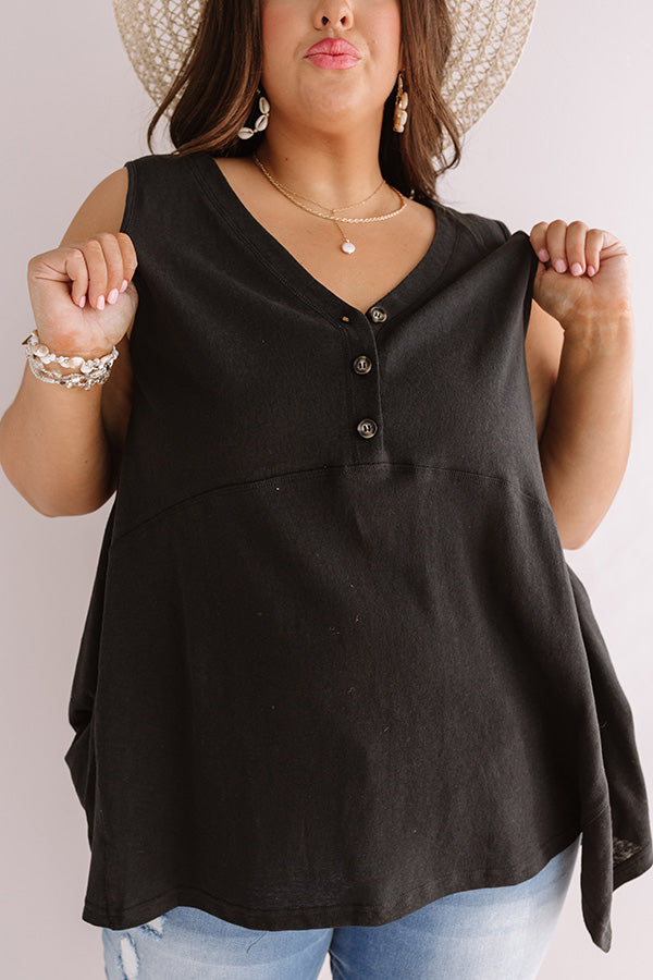 Breezy Nights Shift Tank In Black Curves-Beginning Fashion