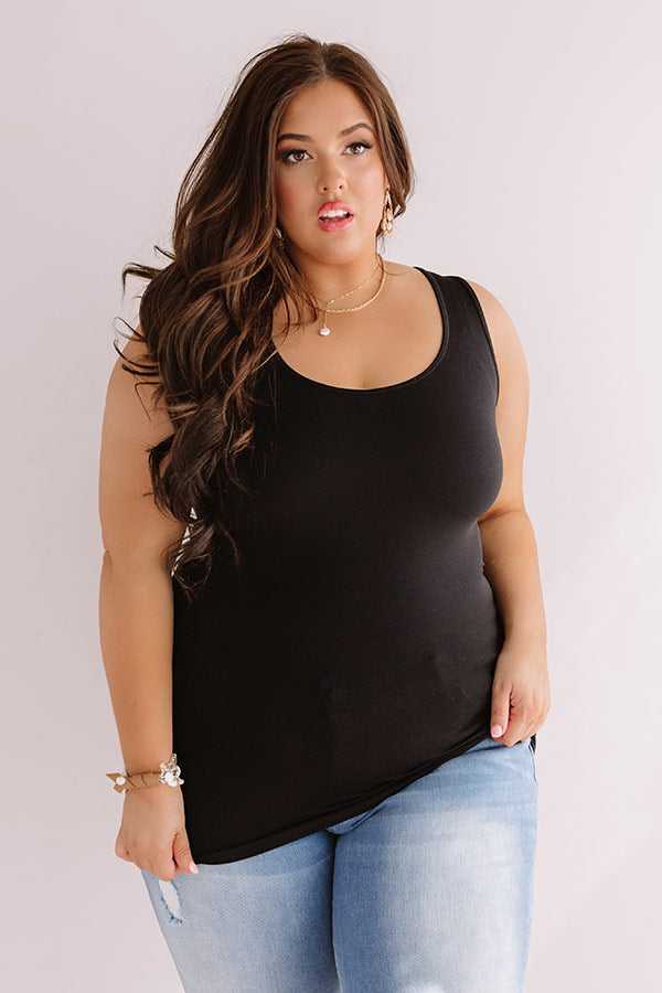Basic Instincts Seamless Tank In Black Curves-Beginning Fashion