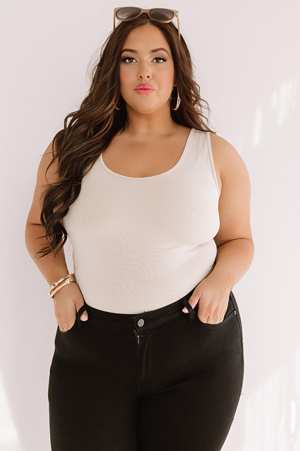 Basic Instincts Seamless Tank In Beige Curves-Beginning Fashion