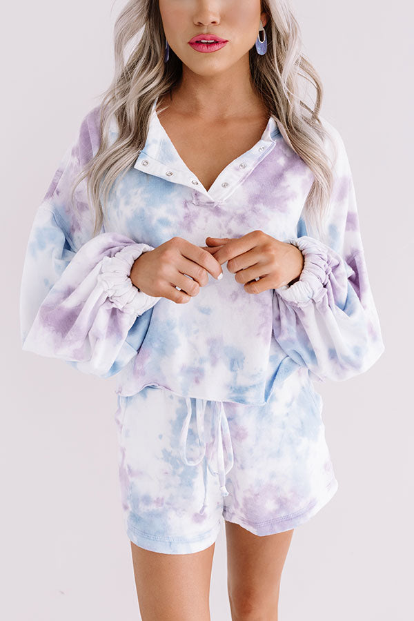 Cappuccinos And Chill Tie Dye Sweatshirt In Blue-Beginning Fashion