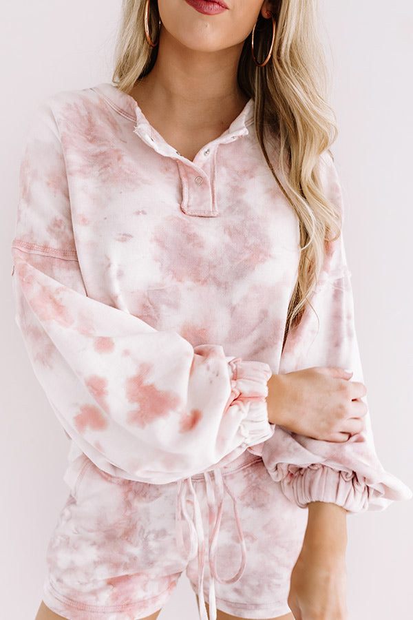 Cappuccinos And Chill Tie Dye Sweatshirt In Blush-Beginning Fashion