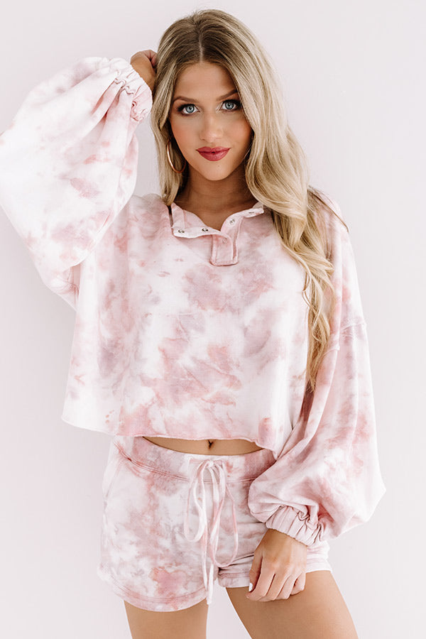 Cappuccinos And Chill Tie Dye Sweatshirt In Blush-Beginning Fashion