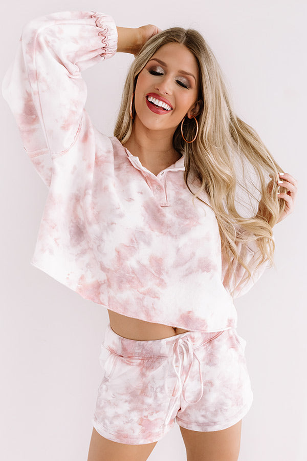 Cappuccinos And Chill Tie Dye Sweatshirt In Blush-Beginning Fashion