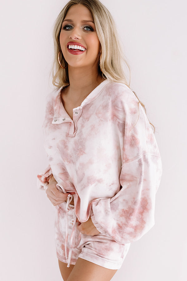 Cappuccinos And Chill Tie Dye Sweatshirt In Blush-Beginning Fashion