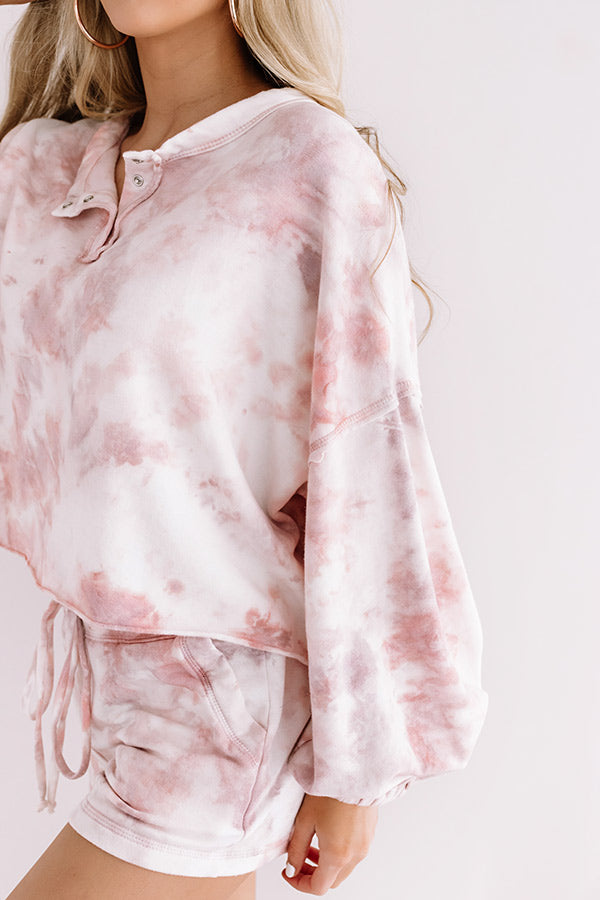 Cappuccinos And Chill Tie Dye Sweatshirt In Blush-Beginning Fashion