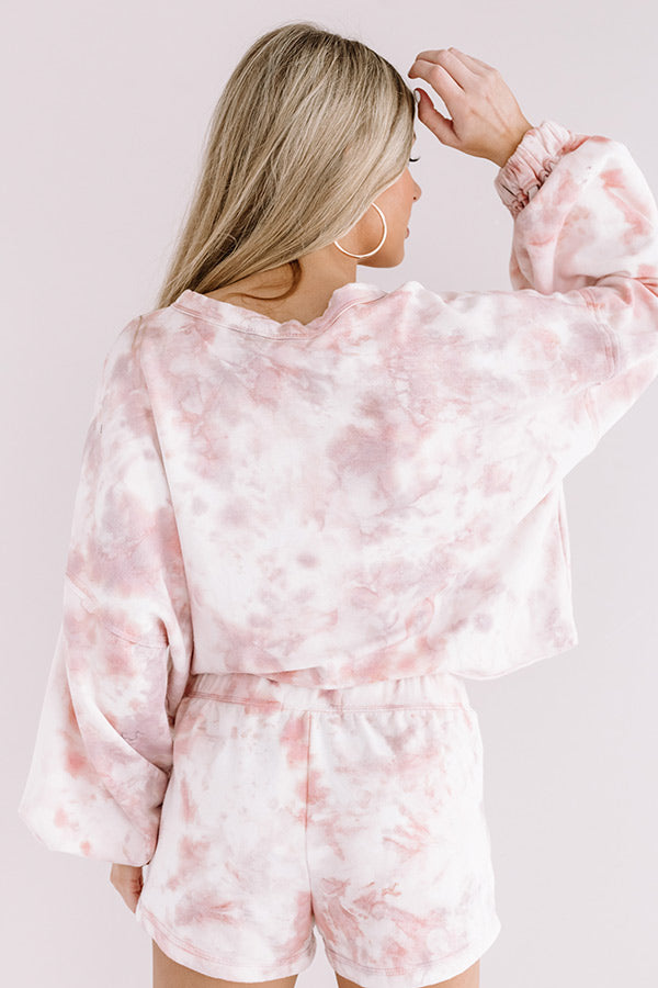 Cappuccinos And Chill Tie Dye Sweatshirt In Blush-Beginning Fashion
