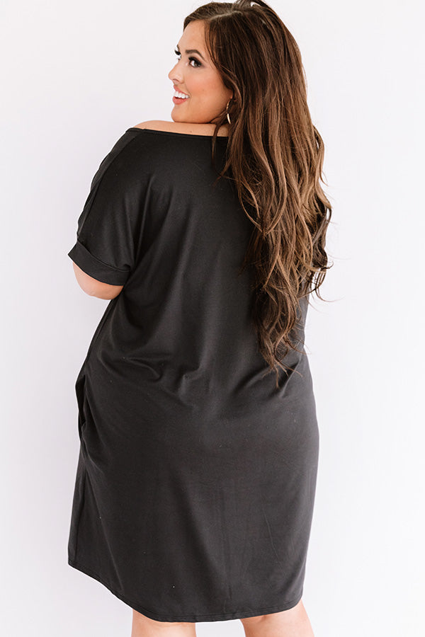 Back To Basics T-Shirt Dress In Black Curves-Beginning Fashion