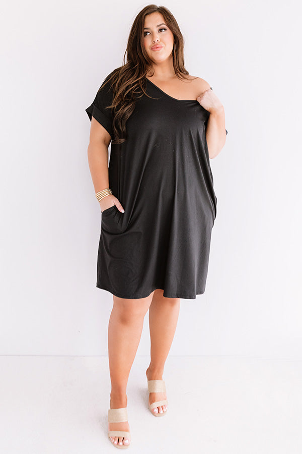 Back To Basics T-Shirt Dress In Black Curves-Beginning Fashion