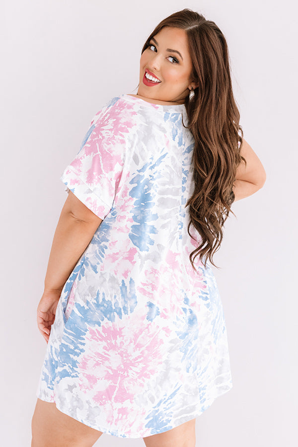Beyond The Beach Tie Dye Shift Dress in Blush Curves-Beginning Fashion