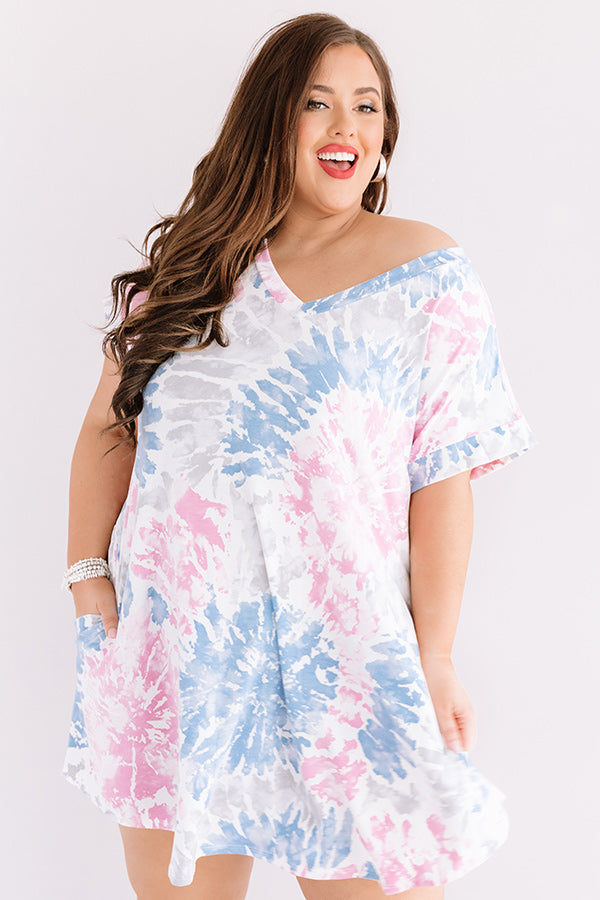 Beyond The Beach Tie Dye Shift Dress in Blush Curves-Beginning Fashion