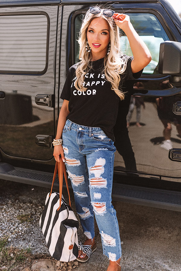 Black Is My Happy Color Shift Tee-Beginning Fashion