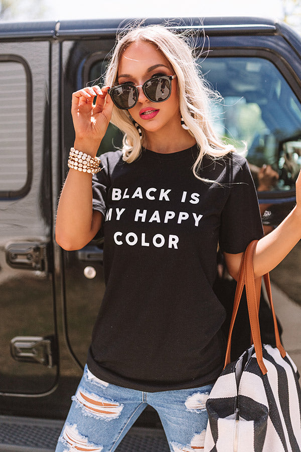 Black Is My Happy Color Shift Tee-Beginning Fashion