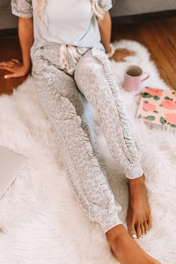 Comfy Vibes Leopard Ruffle Joggers-Beginning Fashion