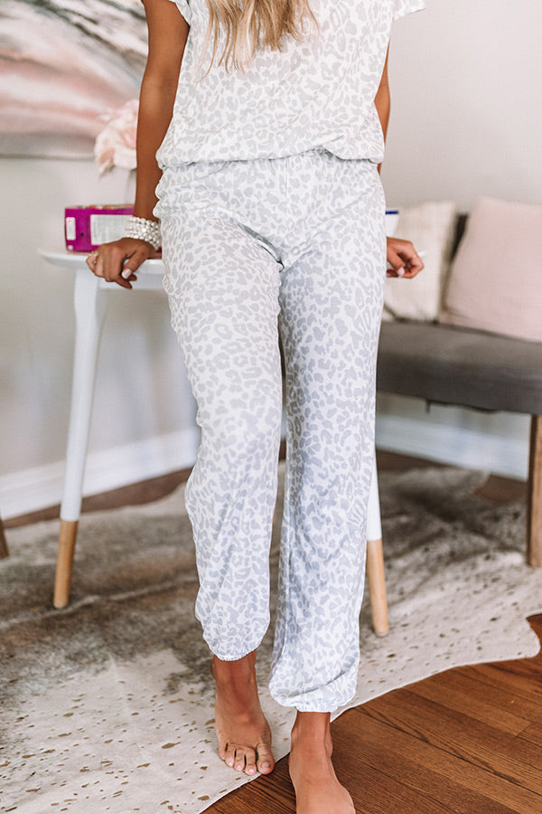 Committed To Cozy Leopard Joggers In White-Beginning Fashion